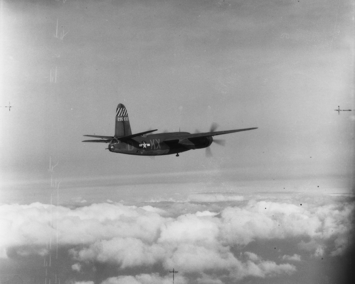 A B-26 Marauder (KX-D, serial number 42-95930) of the 387th Bomb Group.