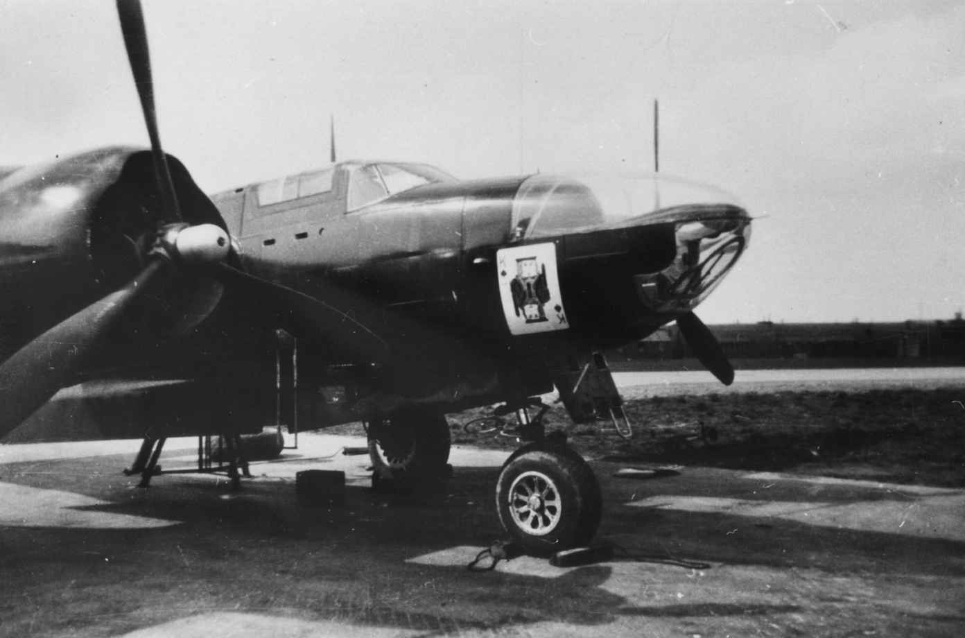 An A-26 Invader of the 492nd Bomb Group at Harrington. Image via A Pecquet. Handwritten caption on reverse: 'Harrington Spring 1945.'