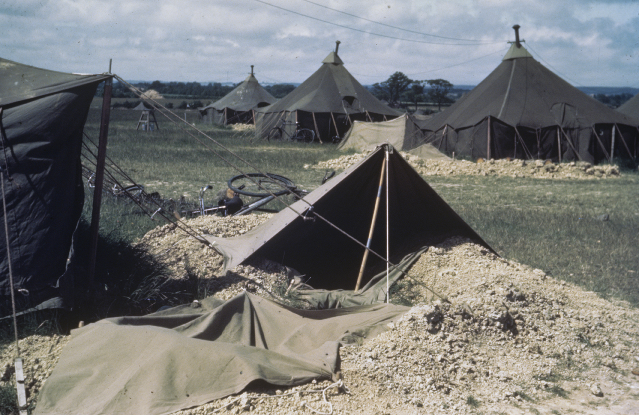 Crew tents of the 406th Fighter Group at Ashford. Image via John Quincy.