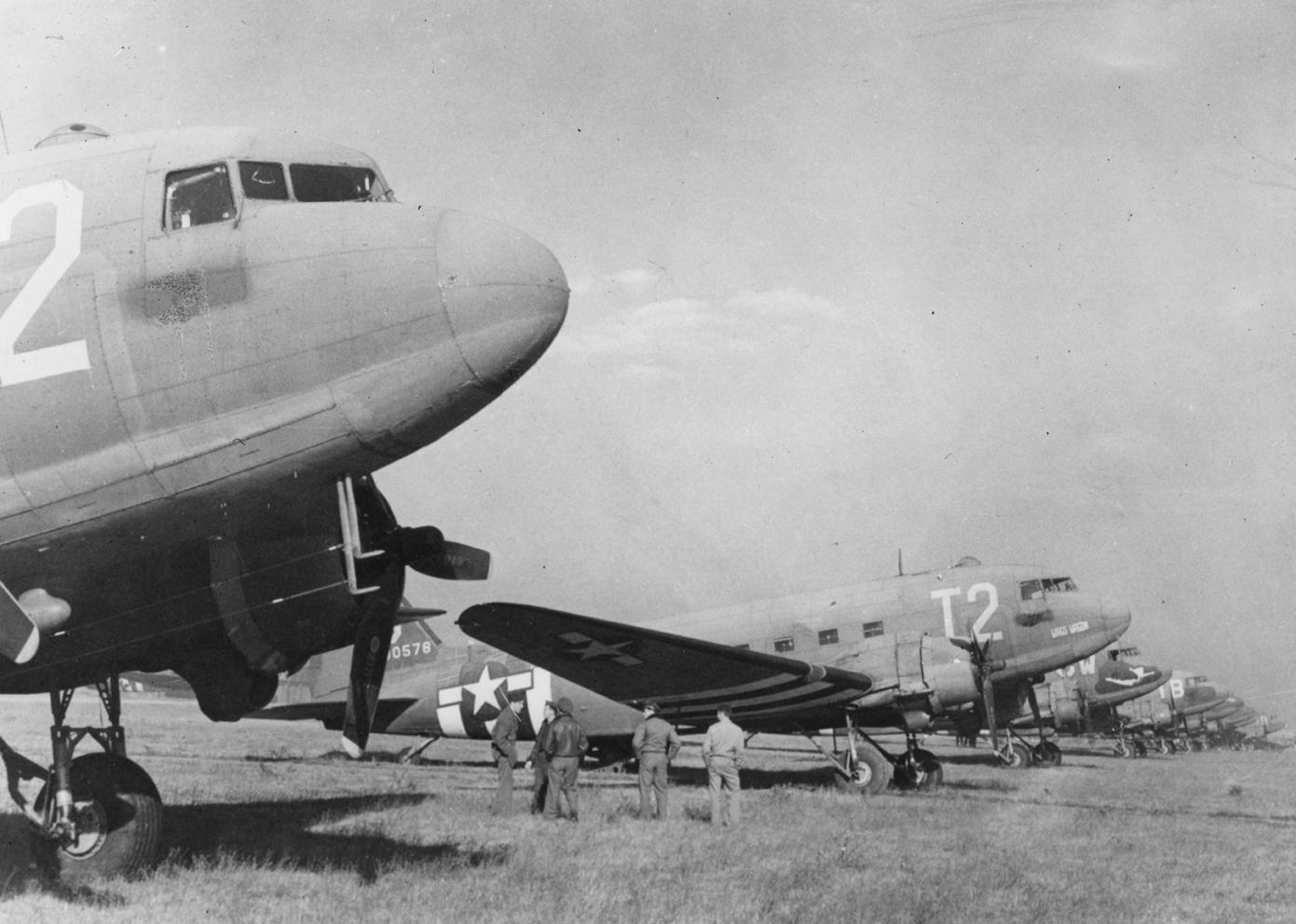 C-47 Skytrains of the 83rd Troop Carrier Squadron, 437th Troop Carrier Group.